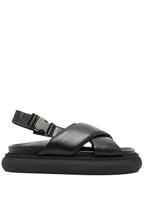 Moncler cross-strap leather sandals - Black
