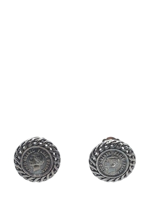 CHANEL Pre-Owned 1996 Gunmetal Plated Medallion Clip on Earrings costume earrings - Black