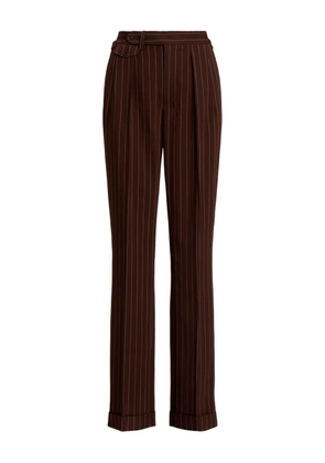 Ralph Lauren Collection pinstripe-pattern buckle-detail trousers - Brown