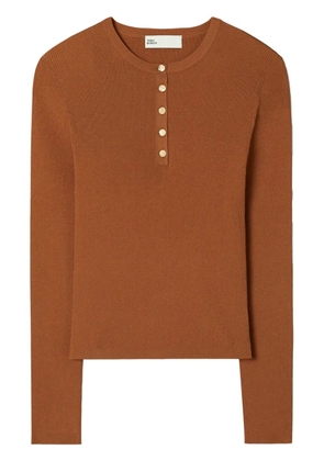 Tory Burch ribbed-knit henley top - Brown
