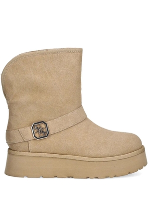 GUESS USA 45mm buckle-logo strap ankle boots - Neutrals
