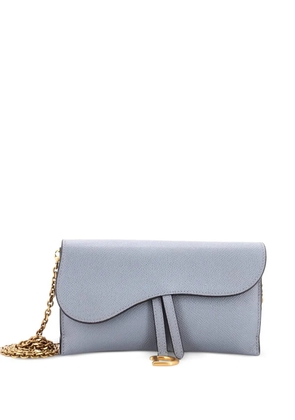Christian Dior Pre-Owned Saddle Chain Wallet Leather clutch bag - Blue