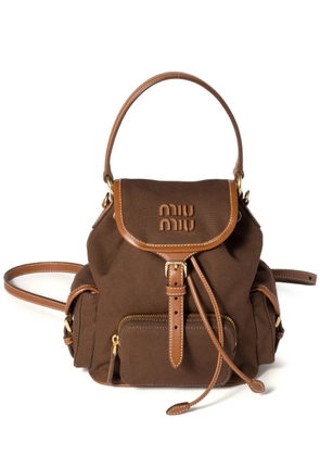 Miu Miu leather-trimmed canvas backpack - Brown