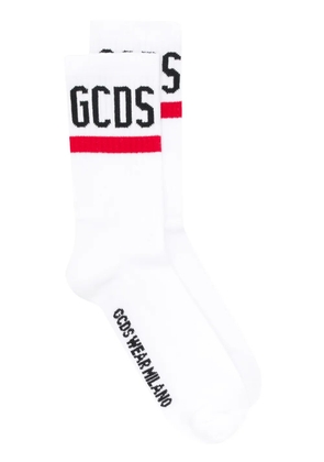 GCDS ribbed contrast logo socks - White