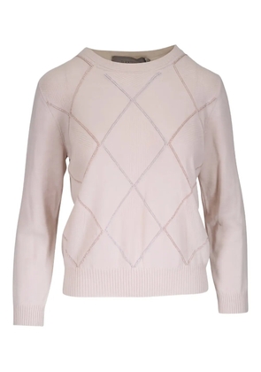 D.Exterior argyle knit sweater - Neutrals