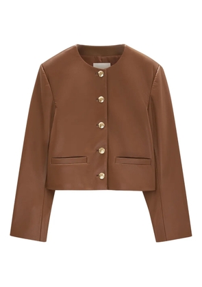 ANINE BING button-fastening leather jacket - Brown
