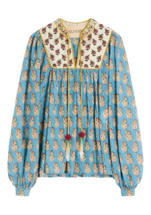Valentino Garavani Petales d'Amour-print lurex top - Blue
