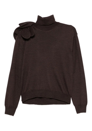 Moschino bow-detail roll-neck sweater - Brown