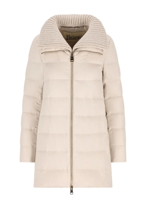 Herno knitted-collar coat - Neutrals