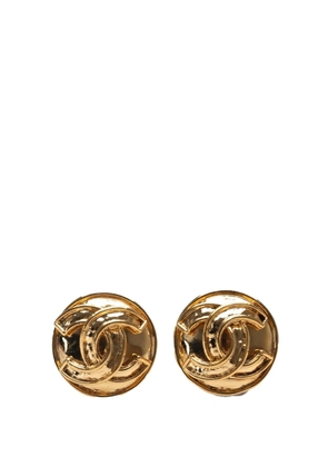 CHANEL Pre-Owned 1994 Gold Plated CC Round Clip On Earrings costume earrings