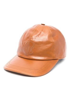 Chloé logo-embroidered leather cap - Brown
