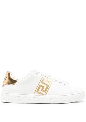 Versace Greca embroidered sneakers - White