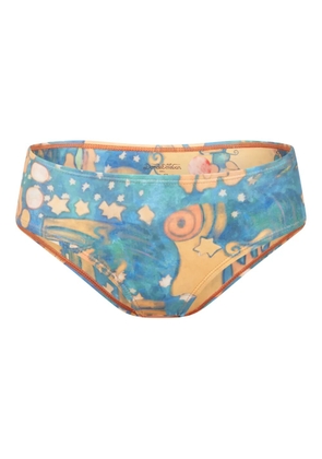 Donde Esteban El Beso floral bikini bottom - Blue