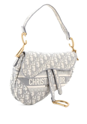 Christian Dior Pre-Owned Saddle Handbag Logo Embroidered Oblique Canvas Medium shoulder bag - Grey