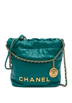CHANEL Pre-Owned 2021-2024 Mini Shiny Calfskin 22 Handbag satchel - Green