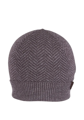 Maurizio Baldassari herringbone ribbed beanie hat - Brown