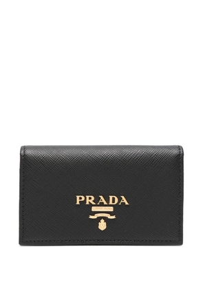 Prada logo-plaque foldover cardholder - Black