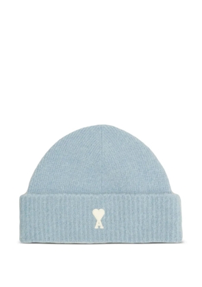 AMI Paris striped Ami De Coeur beanie - Blue
