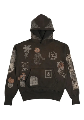 Samuel Zelig Jardin floral-embroidered hoodie - Brown