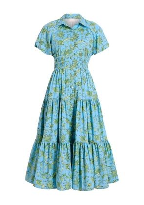 Cinq A Sept puff-sleeve tiered dress - Blue