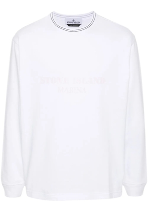 Stone Island logo-print cotton sweatshirt - White