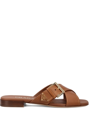 Prada buckle strap sandals - Brown