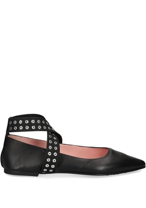 Pretty Ballerinas Kendall eyeleted cross-strap ballet flats - Black
