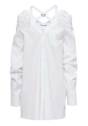 Prada off-shoulder cotton shirt dress - White
