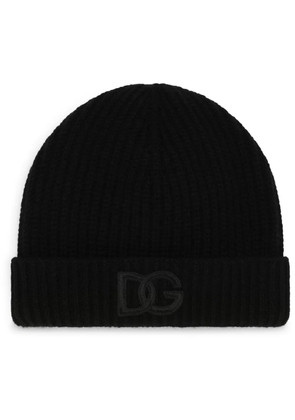 Dolce & Gabbana logo-embroidered ribbed-knit beanie - Black