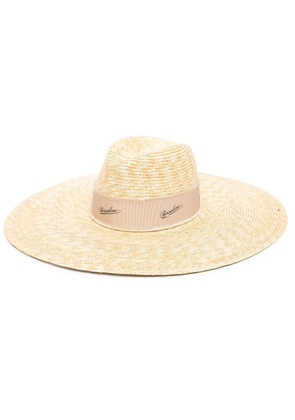 Borsalino wide brim straw hat - Neutrals
