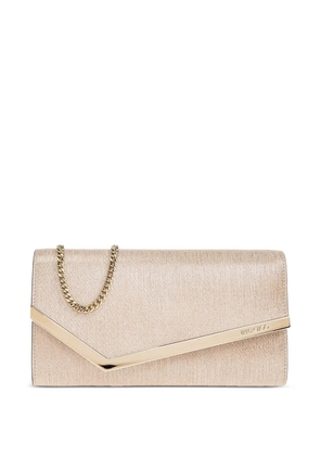 Jimmy Choo metallic-leather clutch bag - Neutrals