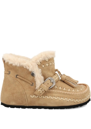TAJI tassel-embellished suede boots - Neutrals