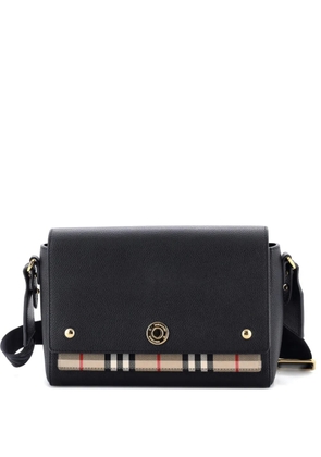 Burberry Pre-Owned Note Leather with Vintage Check Canvas Medium crossbody bag - Black