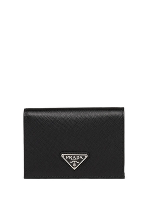 Prada triangle logo rectangle wallet - Black