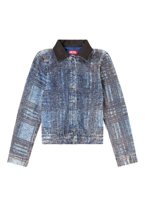 Diesel De-Ateli prince of wales leather collar jacket - Blue