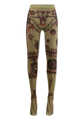 Marine Serre Geotic tattoo-print leggings - Green