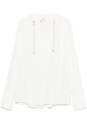Elisabetta Franchi logo-charms georgette blouse - White