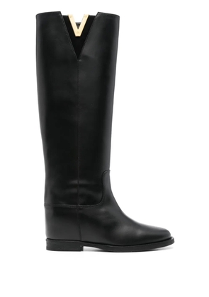 Via Roma 15 V-plaque knee boots - Black