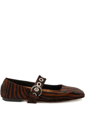 Aeyde Uma zebra-print ballet flats - Brown