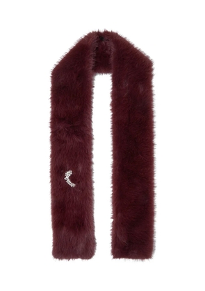 LIU JO faux fur jewelled brooch stole - Red