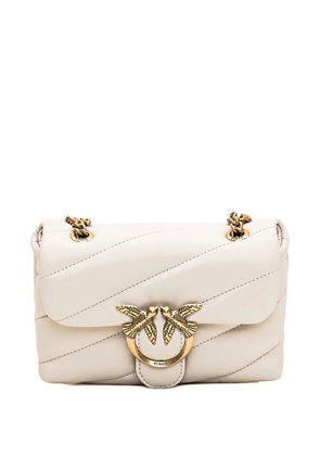 PINKO Love Birds-buckle quilted shoulder bag - White