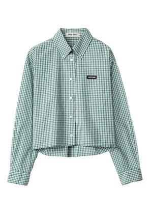 Miu Miu Gingham-check cropped shirt - Green