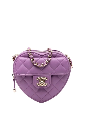 CHANEL Pre-Owned 2021 Mini Lambskin CC in Love Heart crossbody bag - Purple