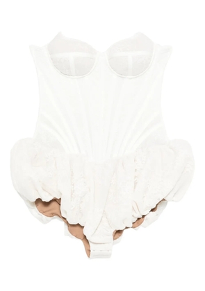 Giuseppe Di Morabito lace ruffled dress - White