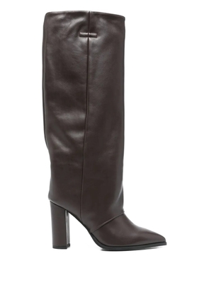 Gisel Moire 95mm calf leather knee-high boots - Brown