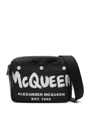 Alexander McQueen logo-print messenger bag - Black