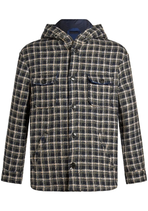 ETRO tartan-check hooded shirt jacket - Blue