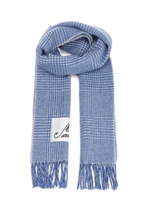 Marni check-patterned fringe scarf - Blue