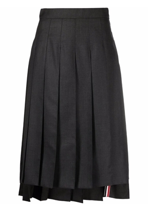 Thom Browne DARK GREY SUPER 120's TWILL BELOW KNEE PLEATED SKIRT