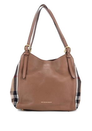 Burberry Pre-Owned Canterbury Leather and House Check Canvas Small tote bag - Brown